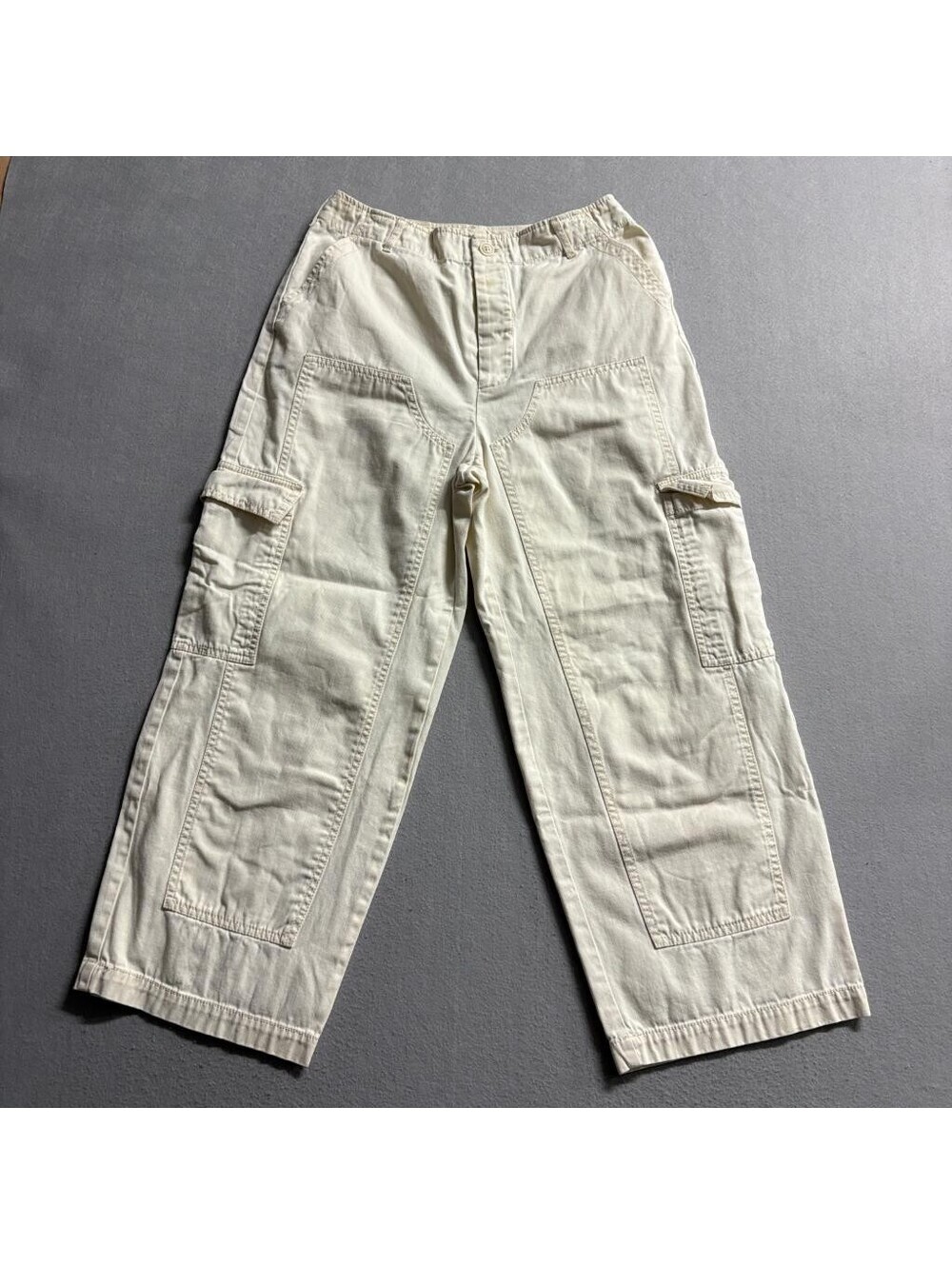 Universal Thread Cargo Pants Womens Size 6 Beige Cream Wide Leg Cotton Utility
